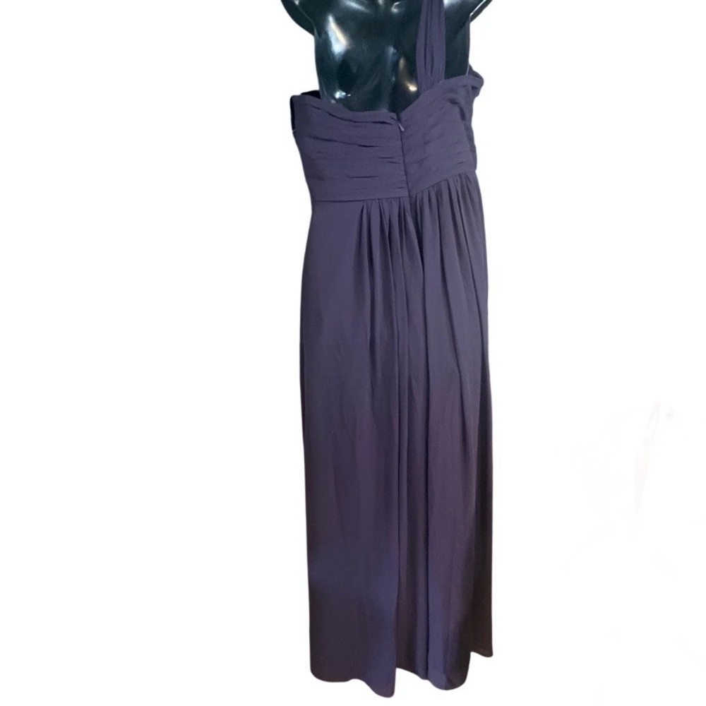 Bill levcoff one-shoulder chiffon gown wide strap ruched pleated bodice skirt 14 - Picture 3 of 10